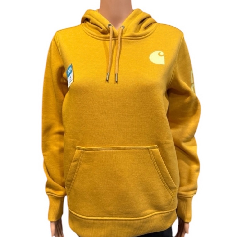 CARHARTT Relaxed Fit Midweight Logo Sleeve Graphic Hoodie Kangaroo Pocket NWT XS - Picture 1 of 10